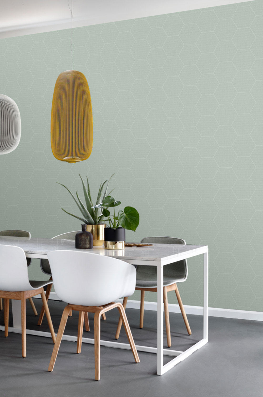 Modern living room with beautiful wallpaper in a modern design.