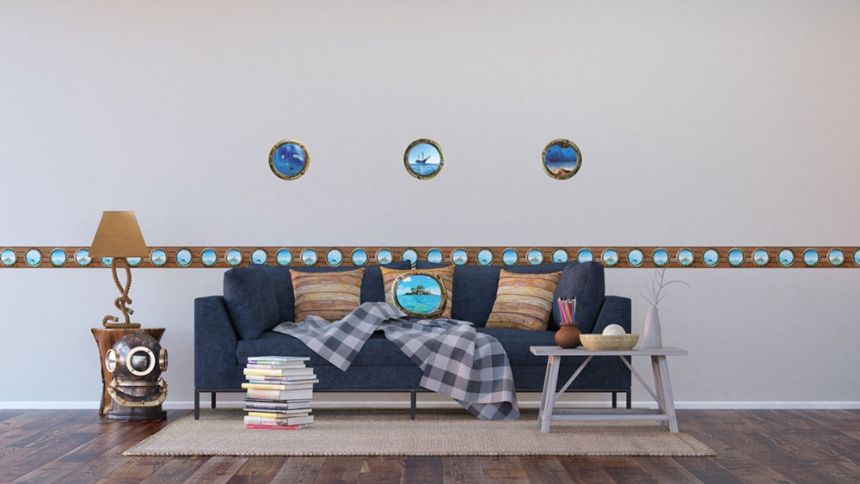 Self-adhesive wall decoration SM 3435, Ship windows, AG Design
