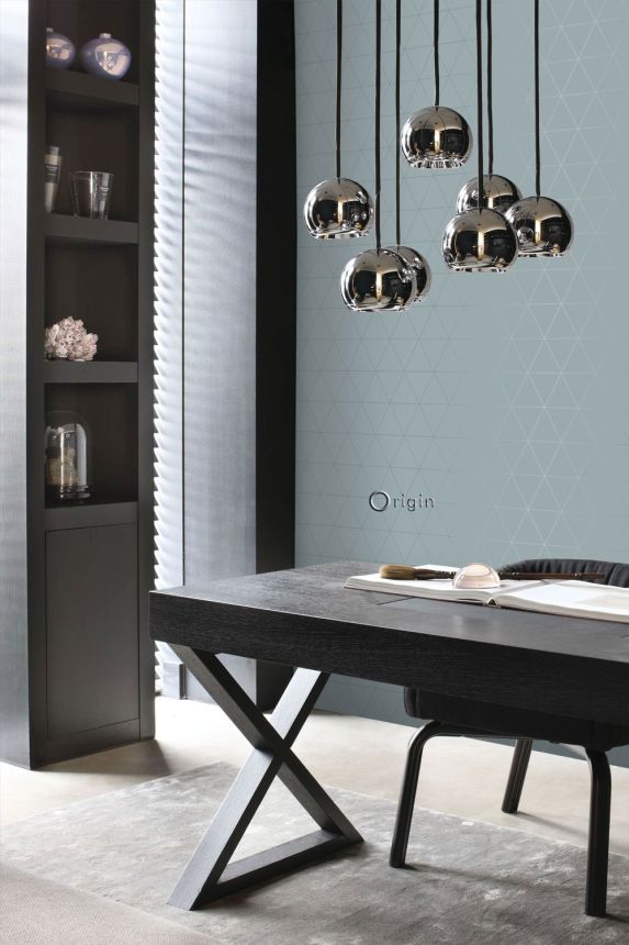 Gray blue wallpaper, metallic outlines of triangles 347713, City Chic, Origin 