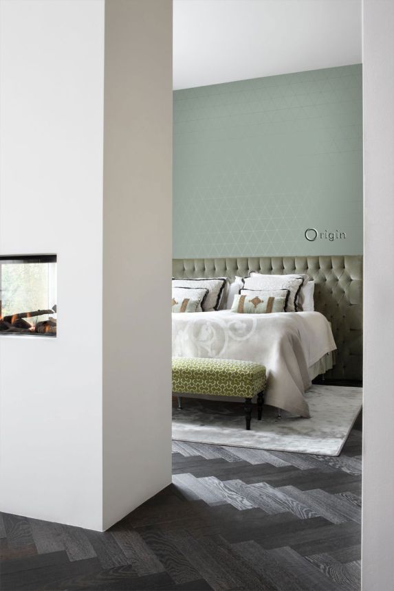 Green wallpaper, metallic outlines of triangles 347714, City Chic, Origin