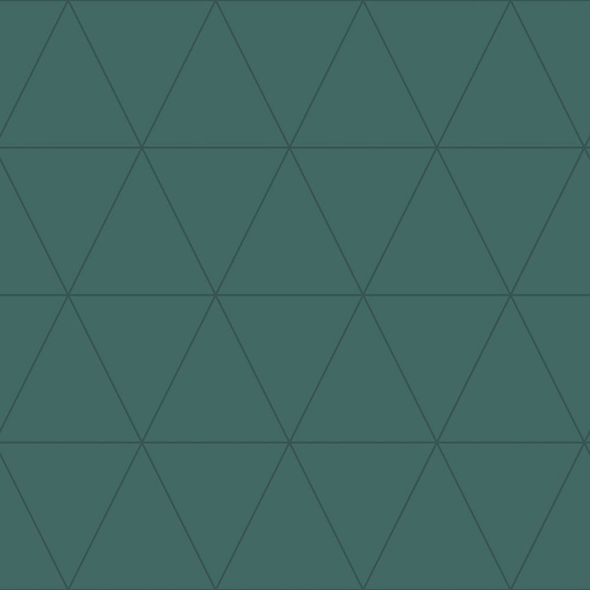 Green wallpaper, metallic outlines of triangles 347717, City Chic, Origin