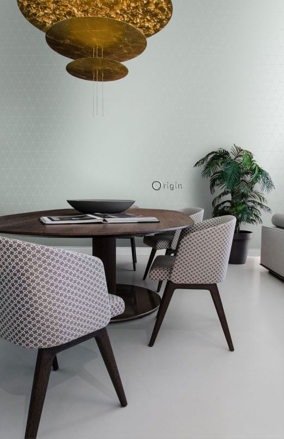 Metallic green wallpaper with triangles 347745, City Chic, Origin 