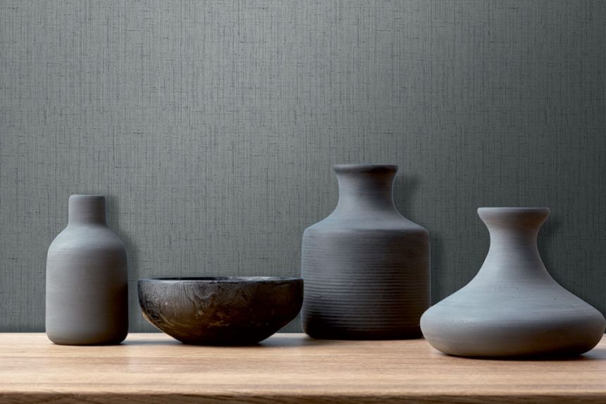 Luxury non-woven wallpaper, grey-blue, fabric imitation,  OG22310, Shade of Colour,, Decoprint