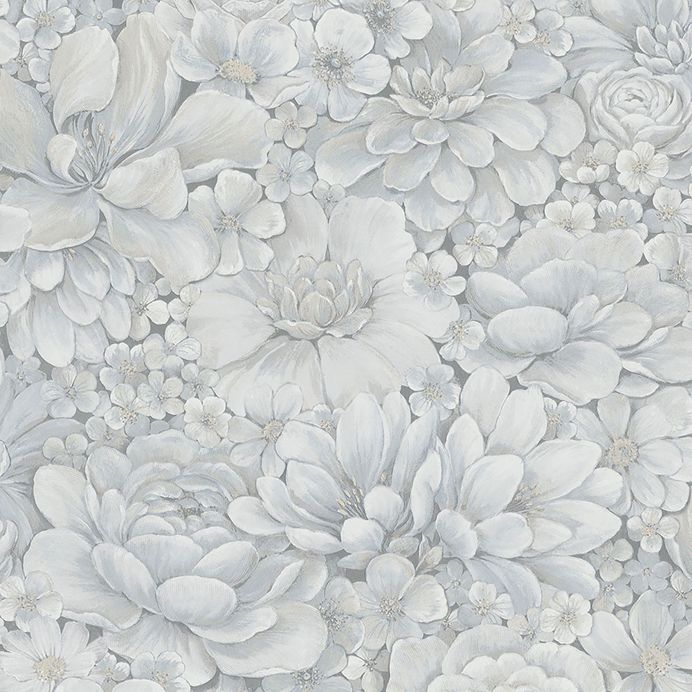 Luxury grey-blue wallpaper with flowers 33953, Botanica, Marburg