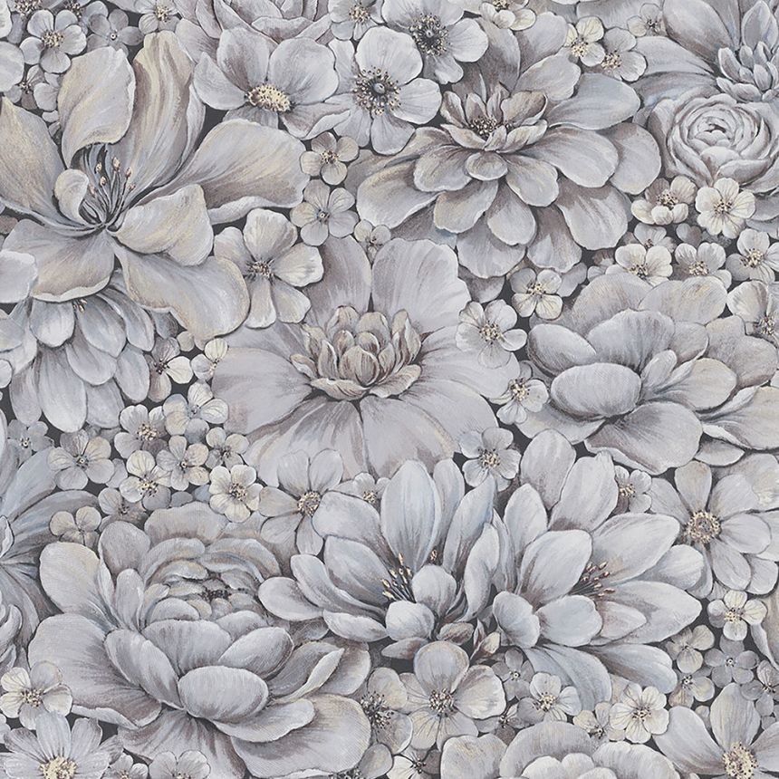 Luxury grey-purple wallpaper with flowers 33955, Botanica, Marburg