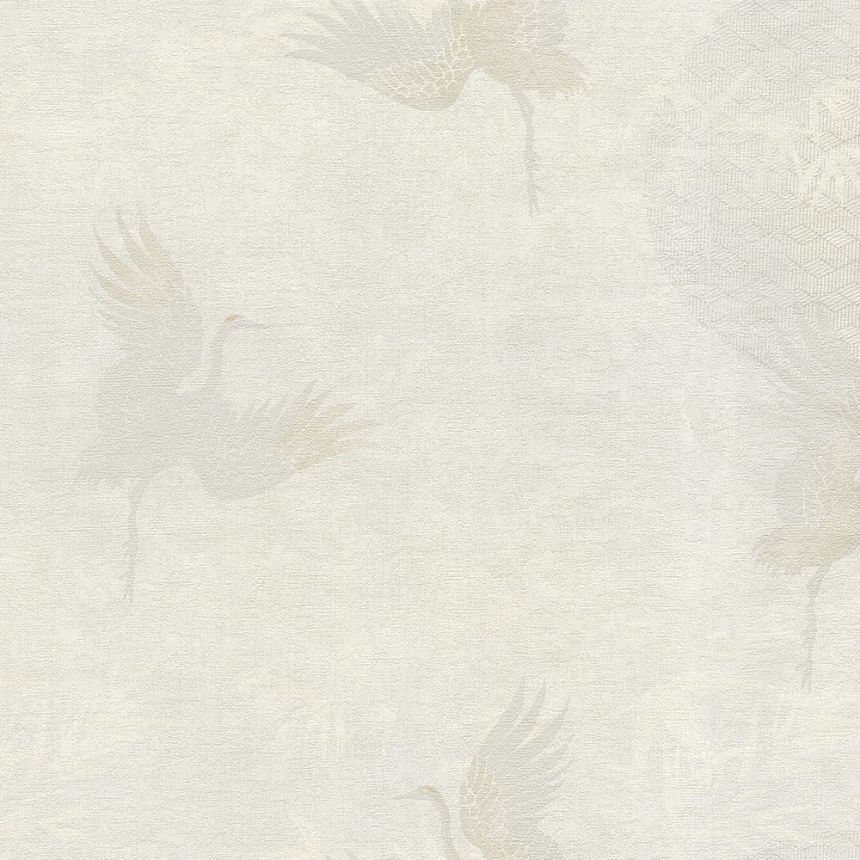 Luxury white-grey wallpaper, birds 72905, Zen, Emiliana Parati 