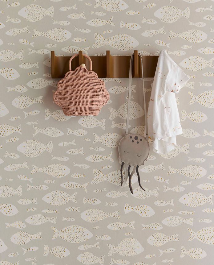 Beige wallpaper with fishes 323000, Explore, Eijffinger