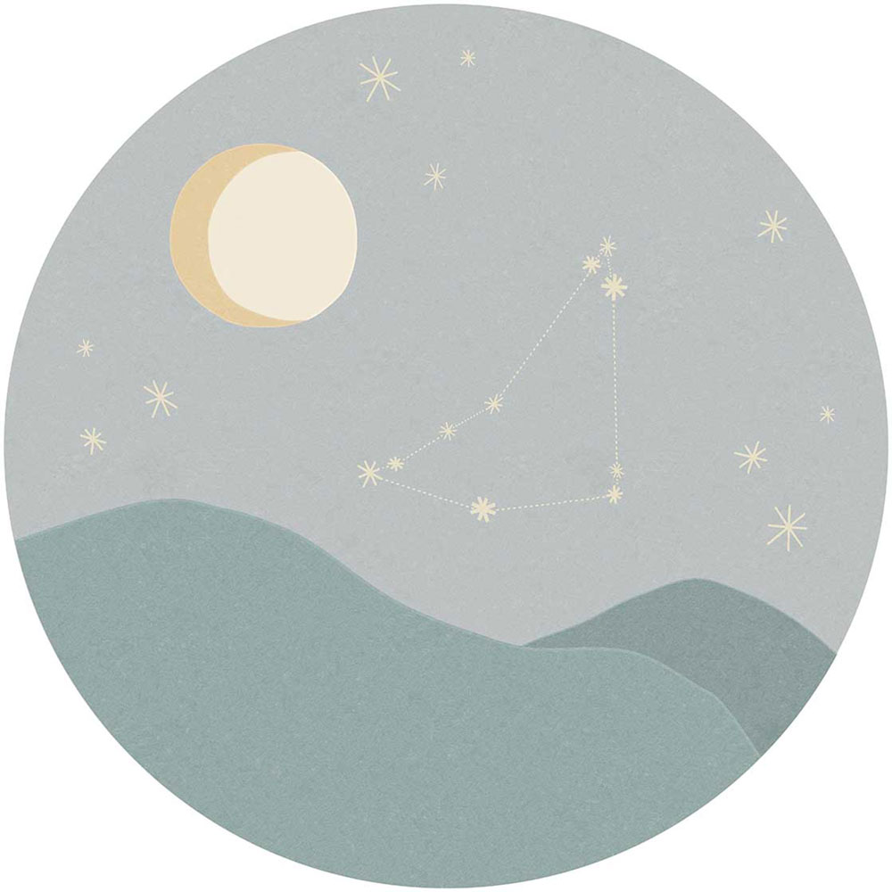 Blue circular wallpaper, Capricorn Constellation 323112, Explore, Eijffinger, diameter 115 cm