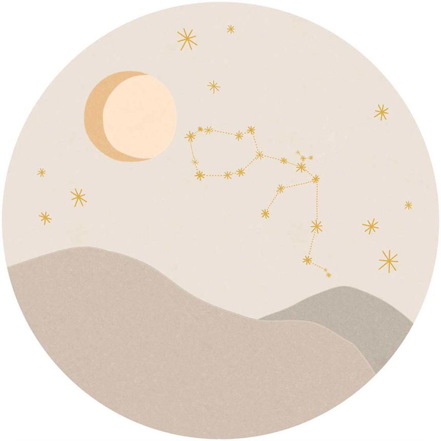 Beige circular wallpaper, Aquarius Constellation 323113, Explore, Eijffinger, diameter 115 cm
