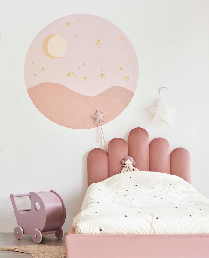 Beige circular wallpaper, Pisces Constellation 323116, Explore, Eijffinger, diameter 115 cm