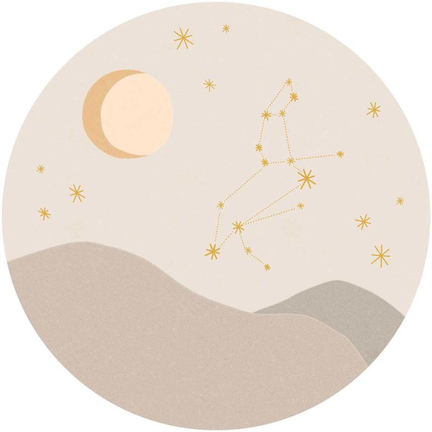 Beige circular wallpaper, Leo Constellation 323131, Explore, Eijffinger, diameter 115 cm