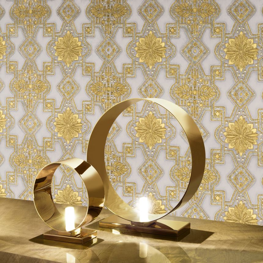 Luxury gold-cream non-woven wallpaper with ornaments, 86006, Valentin Yudashkin 5, Emiliana Parati