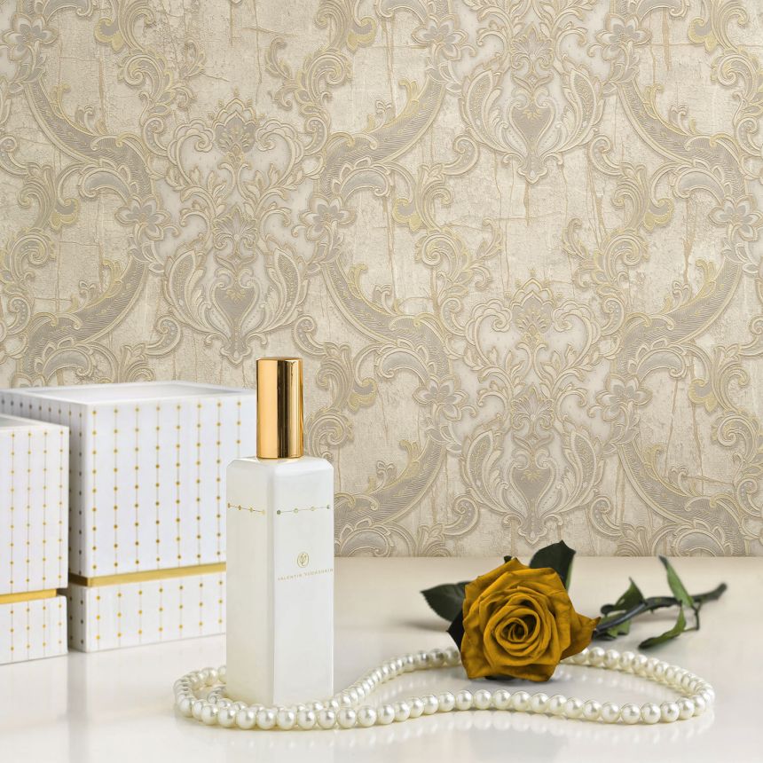 Luxury cream-gold non-woven wallpaper, baroque ornaments, 86066, Valentin Yudashkin 5, Emiliana Parati