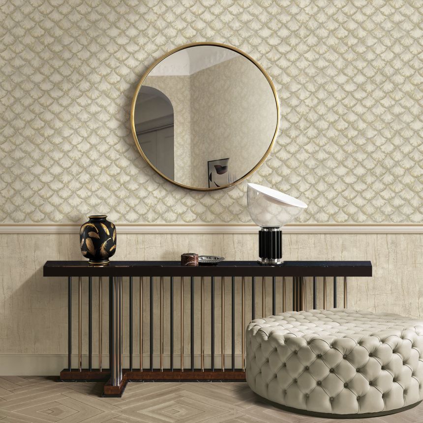 Luxury silver-gold wallpaper with geometric pattern, 86093, Valentin Yudashkin 5, Emiliana Parati