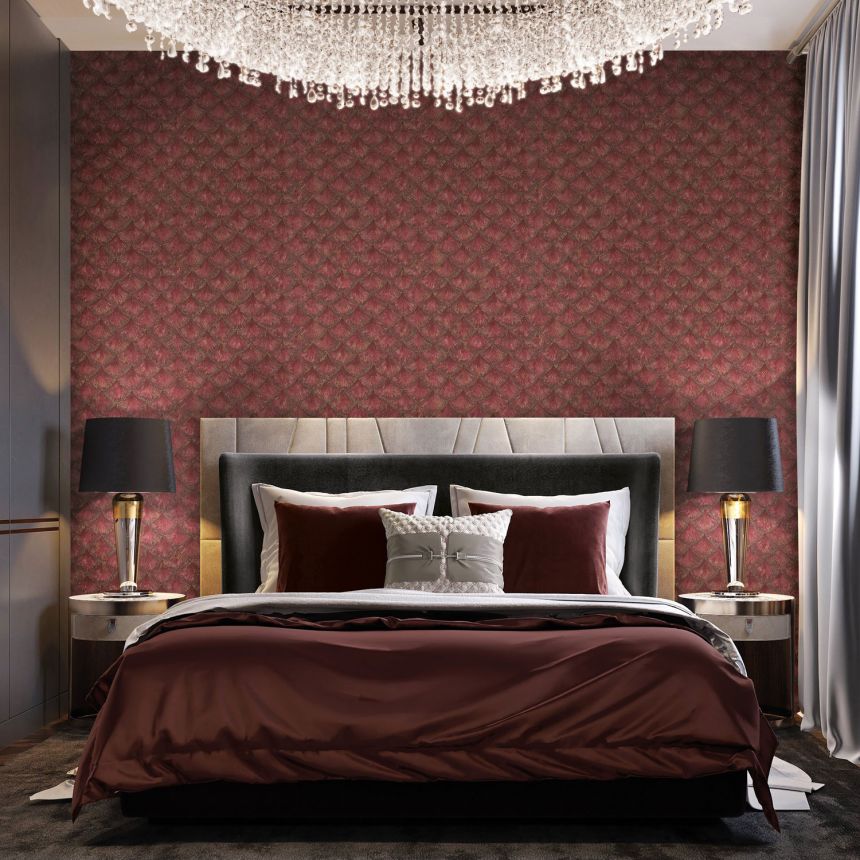 Luxury burgundy-gold wallpaper with geometric pattern, 86094, Valentin Yudashkin 5, Emiliana Parati