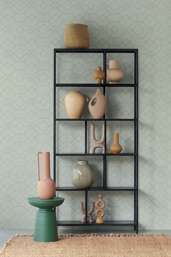 Green wallpaper with a geometric pattern, 324013, Embrace, Eijffinger