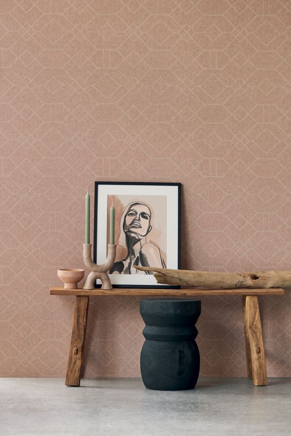 Ocher wallpaper with a geometric pattern, 324015, Embrace, Eijffinger