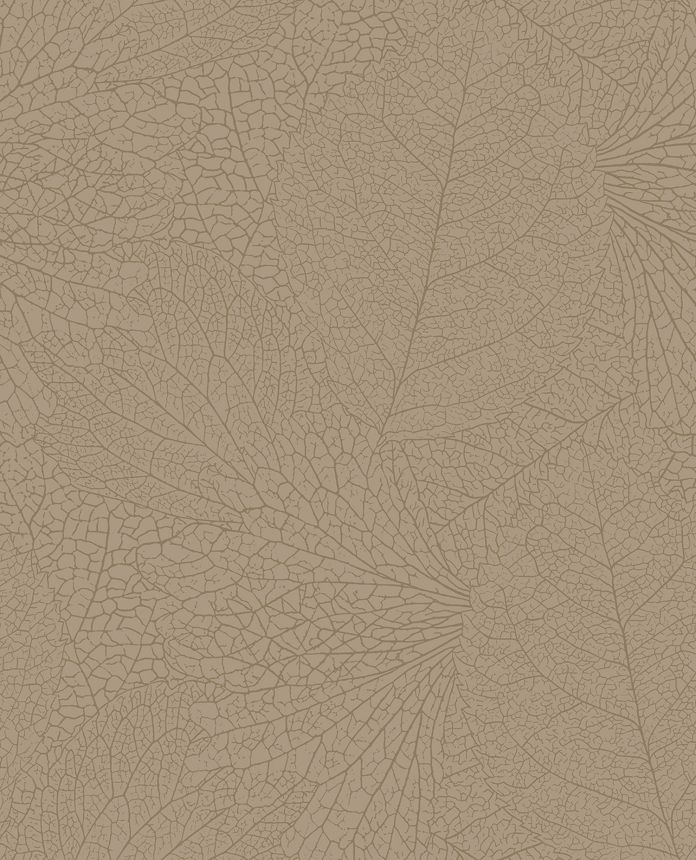 Grey-beige wallpaper with metallic leaves, 324041, Embrace, Eijffinger
