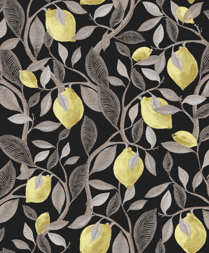 Black wallpaper with a lemon tree,  ILA101, Aquila, Khroma by Masureel