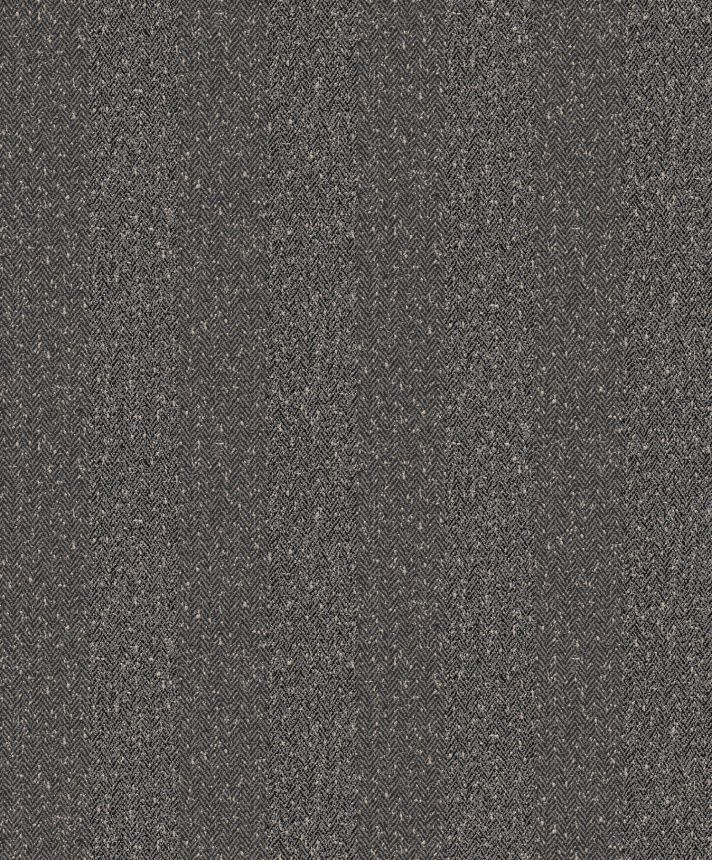 Black wallpaper, imitation tweed striped fabric, ILA605, Aquila, Khroma by Masureel
