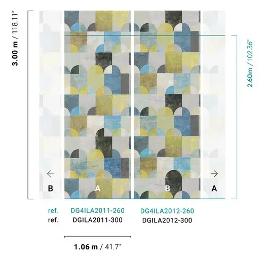 Non-woven geometric wall mural, DGILA2011, Aquila, Khroma by Masureel