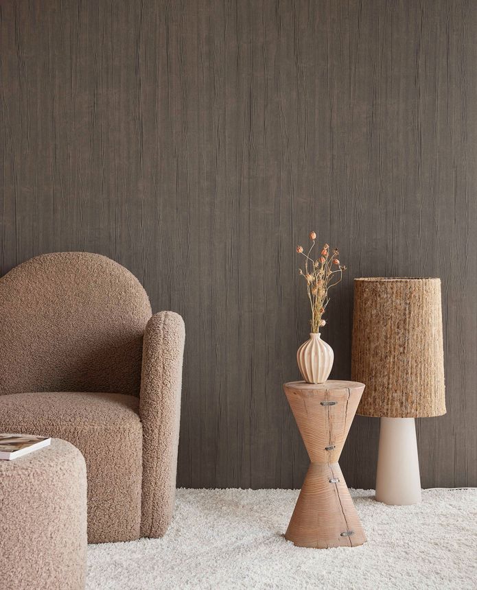 Brown non-woven wallpaper, fabric imitation, 333254, Unify, Eijffinger