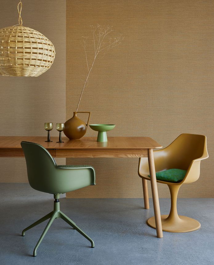 Ochre non-woven wallpaper, fabric imitation, 333281, Unify, Eijffinger