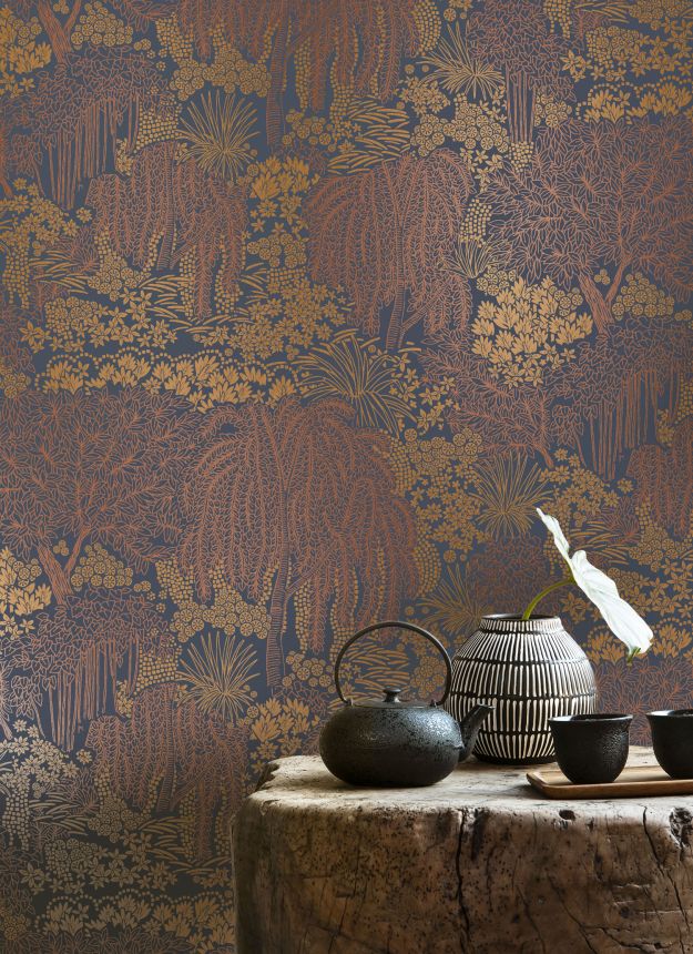 Gray-silver wallpaper, trees, leaves, AL26265, Allure, Decoprint