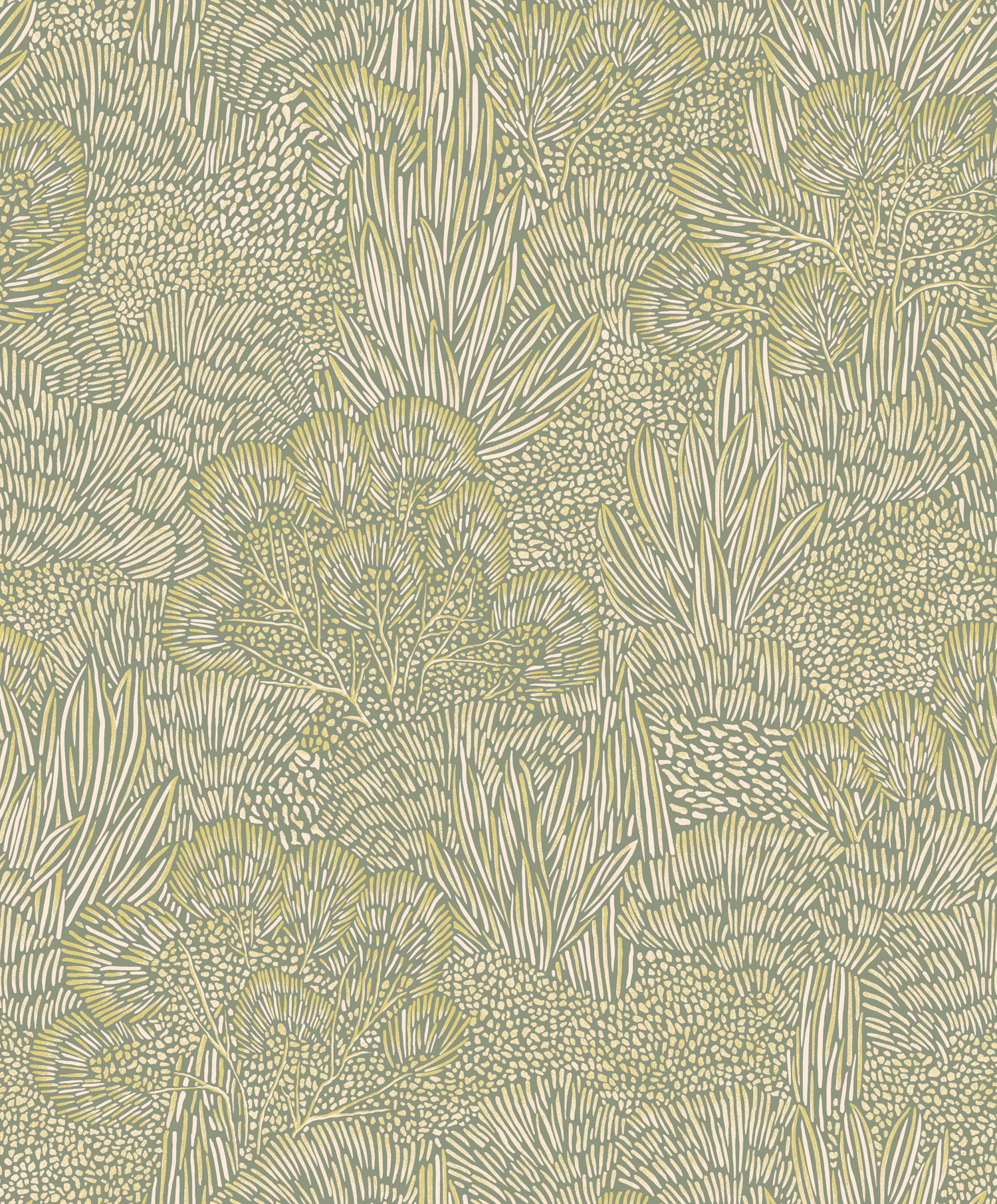 Green-gold wallpaper, landscape, trees, BA26063, Brazil, Decoprint