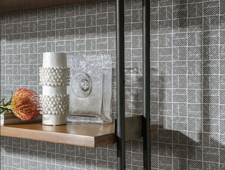 Gray geometric pattern wallpaper, BA26082, Brazil, Decoprint