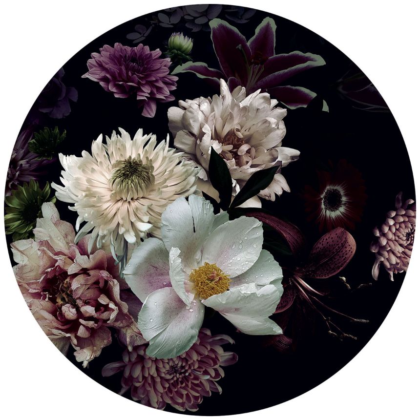 Pre-pasted circular floral non-woven wallpaper, PLC048, Platinum Shapes, Decoprint