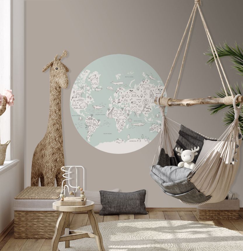 Pre-pasted children's non-woven wallpaper, World Map, PLC050, Platinum Shapes, Decoprint