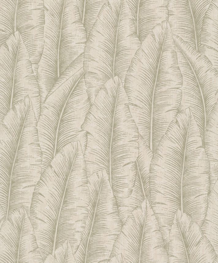 Green-cream wallpaper with leaves, CU3203, Cumaru, Grandeco
