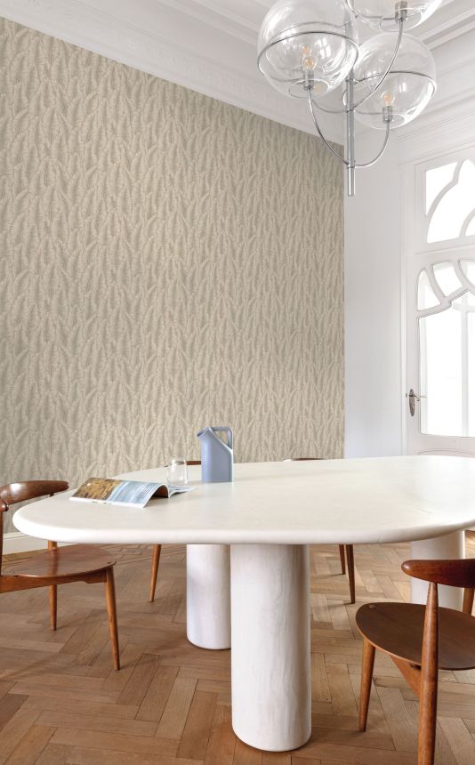 Green-cream wallpaper with leaves, CU3203, Cumaru, Grandeco