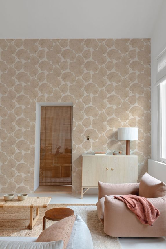 Beige wallpaper, leaves, A63504, Vavex 2025