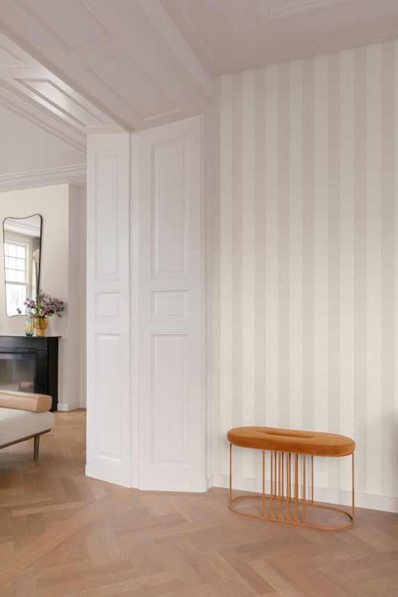 Beige striped wallpaper, fabric imitation, AT4005, Atmosphere, Grandeco