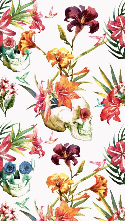 Wall mural, Skulls, flowers,  ML2701 Mural Joung edition Grandeco