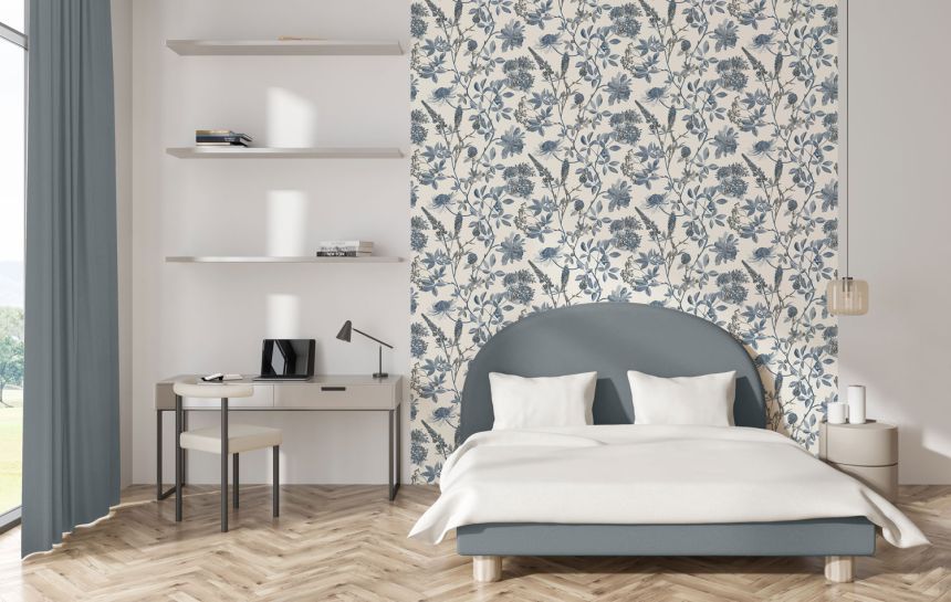 Gray-blue floral wallpaper, M45801, Elegance, Ugepa