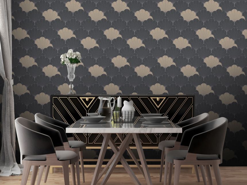 Black and gold floral wallpaper, M64009, Elegance, Ugepa