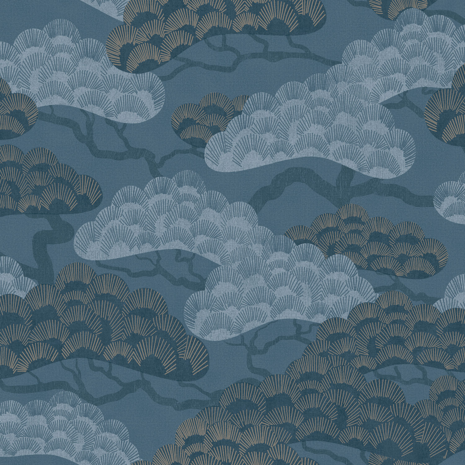 Blue wallpaper, twigs, trees, M64401, Elegance, Ugepa