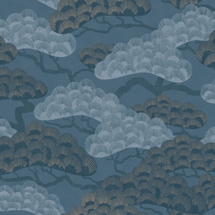 Blue wallpaper, twigs, trees, M64401, Elegance, Ugepa