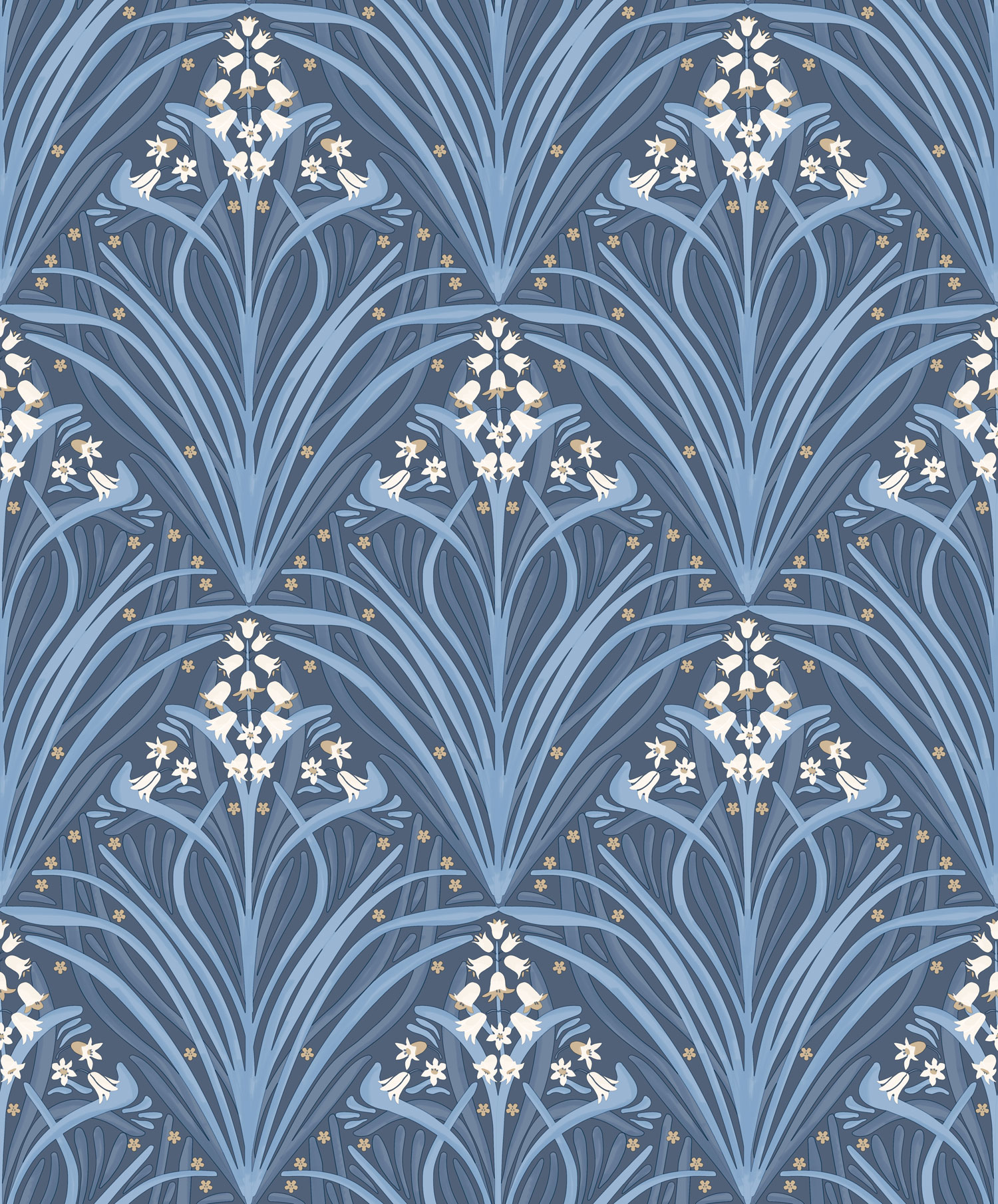 Blue floral wallpaper, Art Deco, M66101, Elegance, Ugepa
