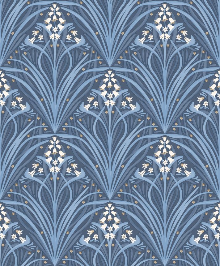 Blue floral wallpaper, Art Deco, M66101, Elegance, Ugepa