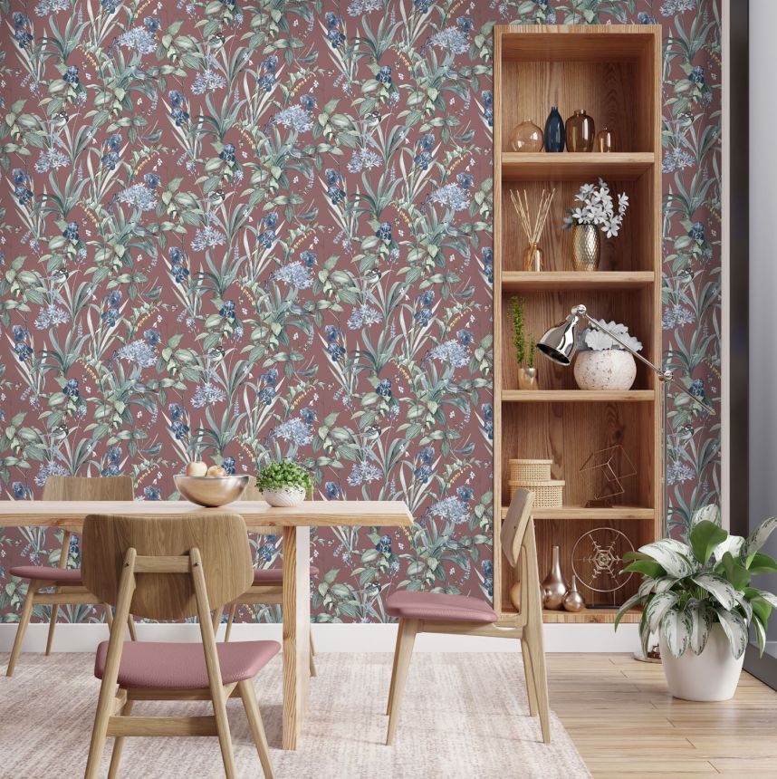 Wallpaper with flowers and birds,, M64790D, Botanique, Ugepa