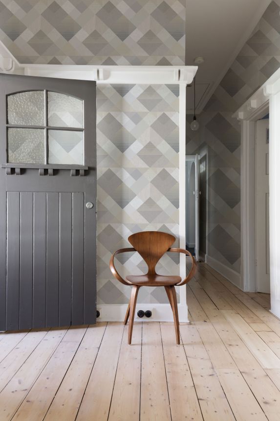 Gray-beige geometric pattern wallpaper, 118708, Vavex 2025