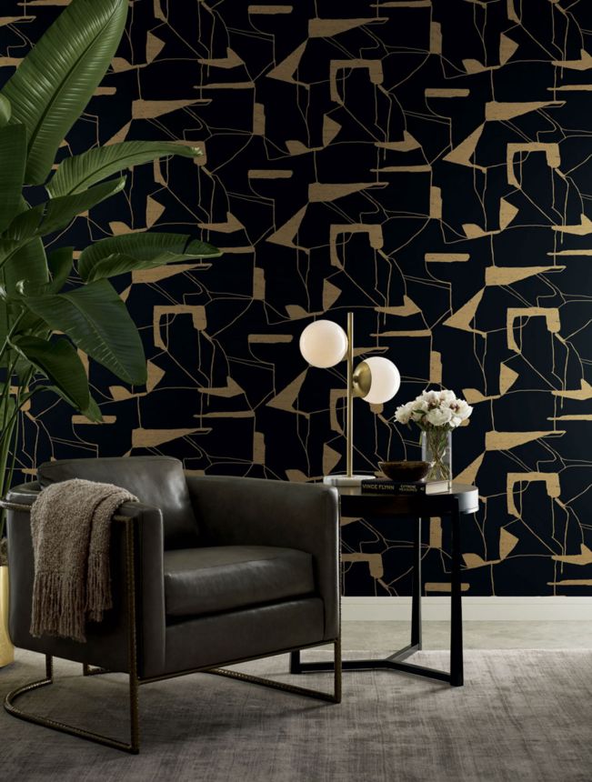 Black-gold geometric wallpaper, MD7115, Modern Metals, York