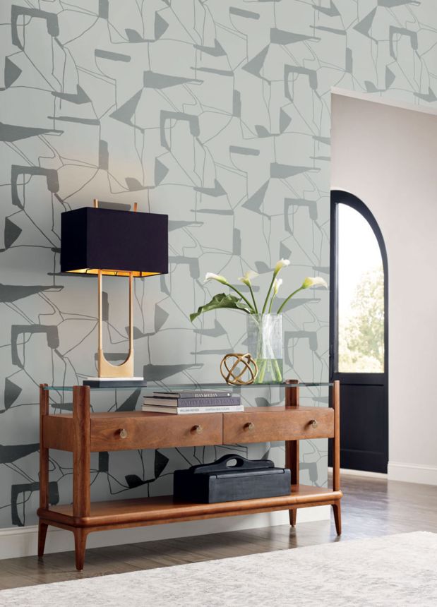Gray-silver geometric wallpaper, MD7111, Modern Metals, York