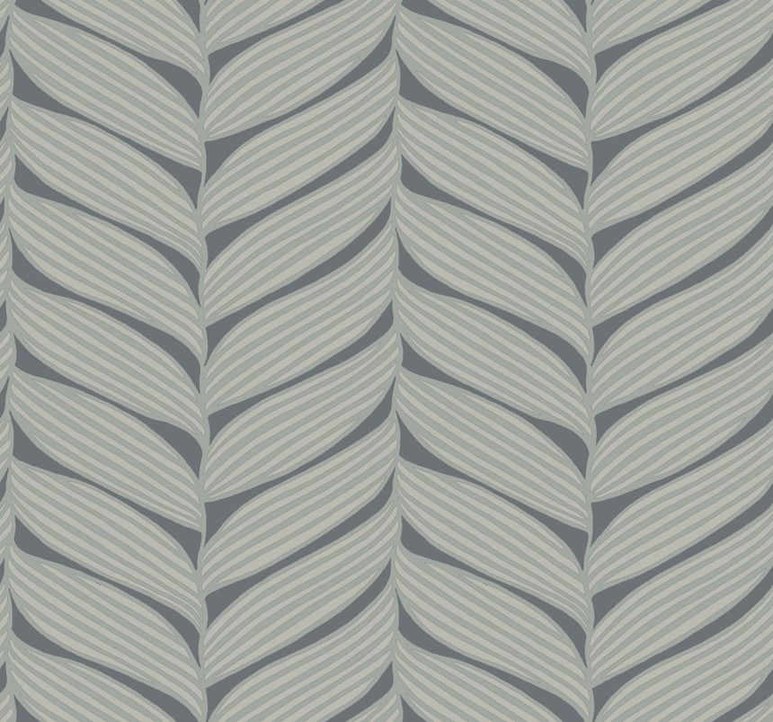 Grey-silver wallpaper, leaves, MD7163, Modern Metals, York