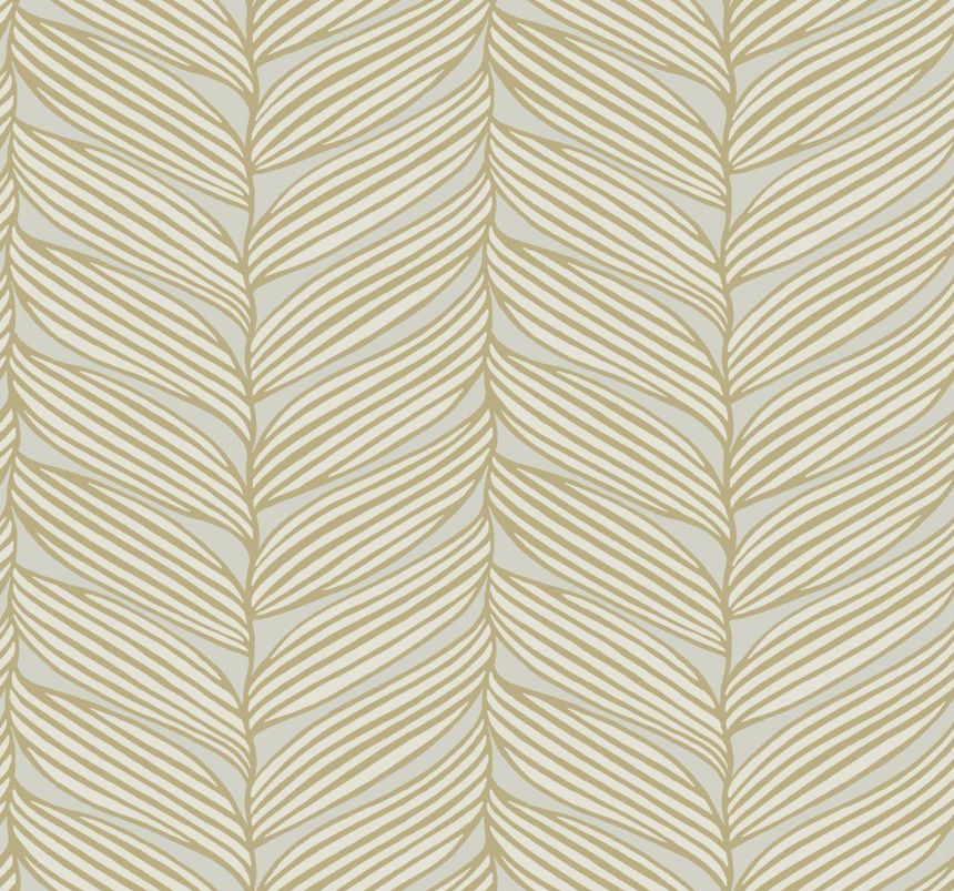 Gray-gold wallpaper, leaves, MD7162, Modern Metals, York