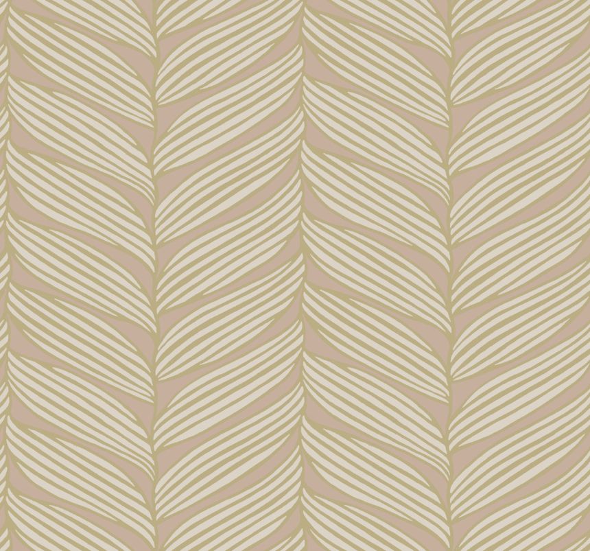 Pink-gold wallpaper with leaves, MD7161, Modern Metals, York